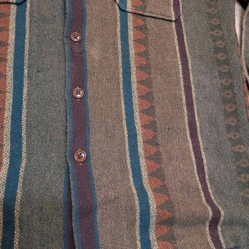 VTG Polo Ralph Lauren Logging Wool Fleece Striped Green Flaws Mens M